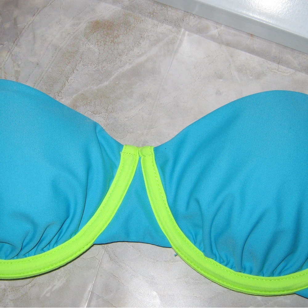Blue and Neon Green Bikini Top Never Worn Before